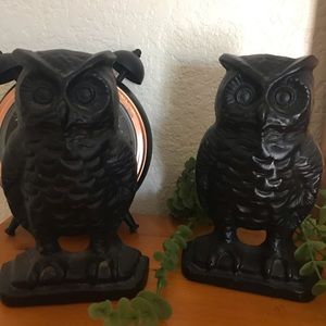 Owl Bookends iron dark brown vintage